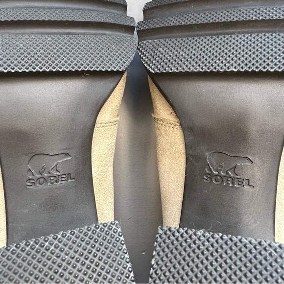 Sorel Addington Chelsea Tan Suede Pull On Boho Ankle Boot Stacked Heel Women 8.5 - Picture 12 of 13